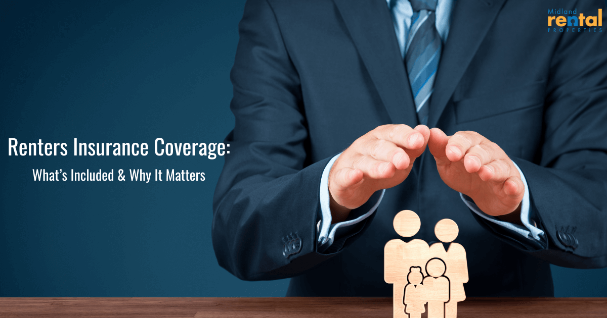 Businessman protecting a wooden family figure with hands symbolizing renters insurance coverage and tenant protection